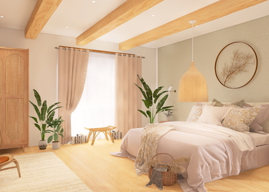 Modern bohemian bedroom Design Rendering