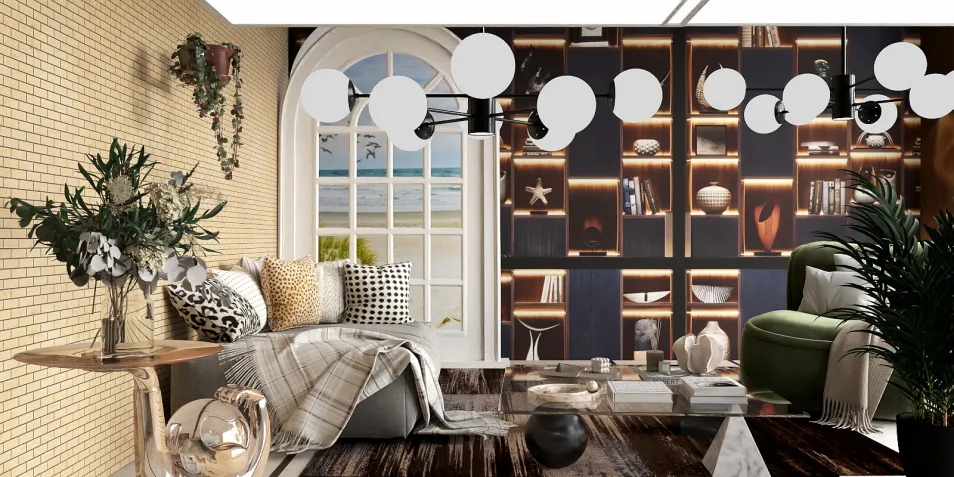 cozy living room with modern furniture arrangement showcasing a blend of textures and colors, incorporating smart furniture layout for optimal small space design, featuring Homestyler's real-time 3D rendering for instant visualization.