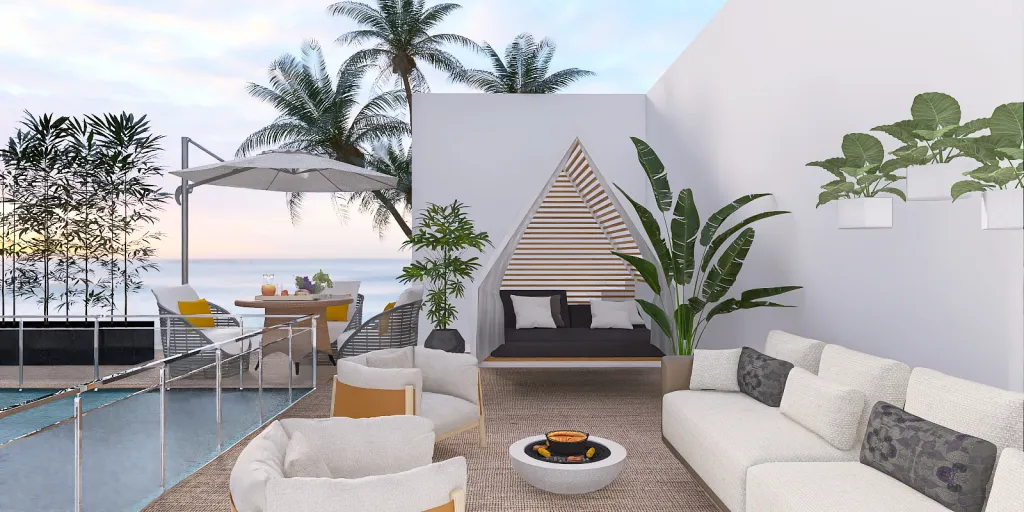 a living room with a patio and a balcony 