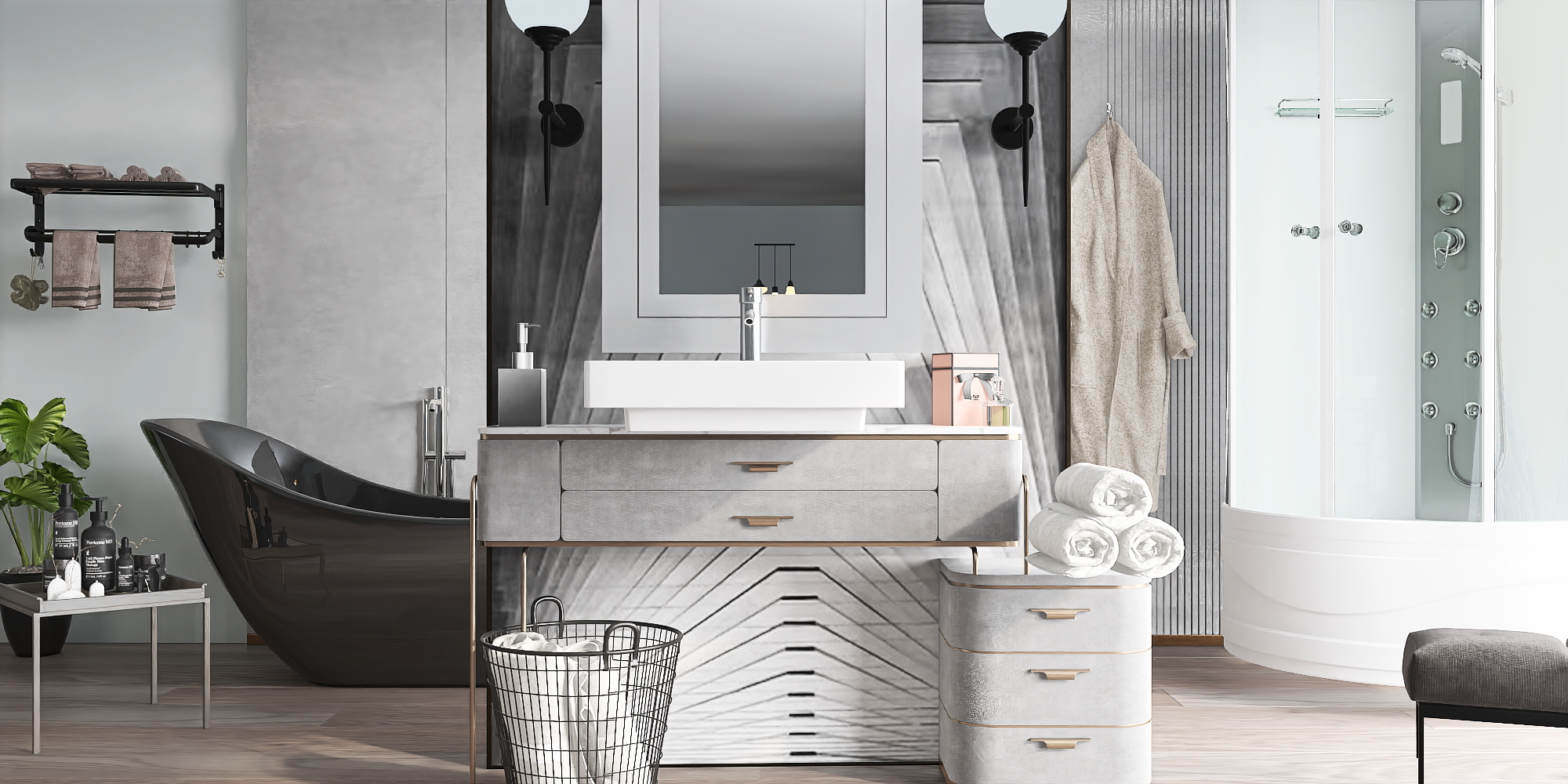 sala da bagno in grigio