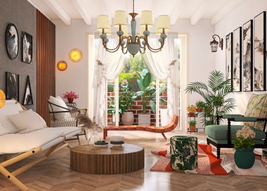 French window living room 💡🪟 Design Rendering