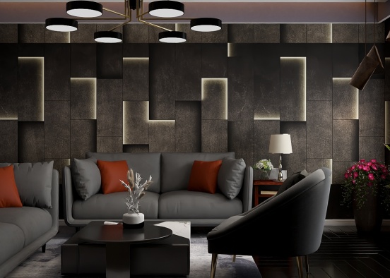 dark living room ❃ Design Rendering
