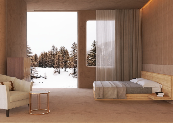 A pure wooden furniture bedroom idea ! 
 Design Rendering