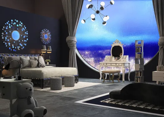 # Millionaire teen vintage bedroom  Renderização de Design