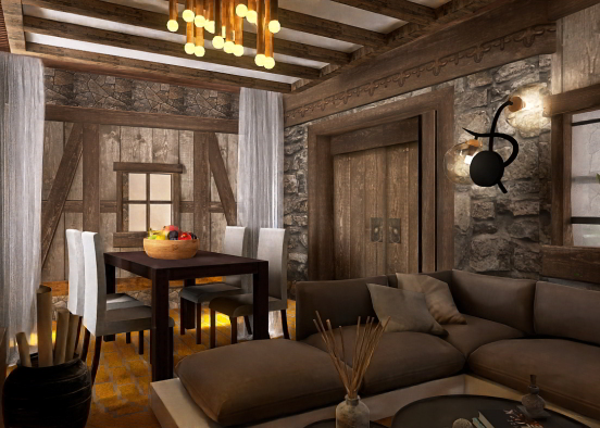 chalet en pierre et bois  Design Rendering