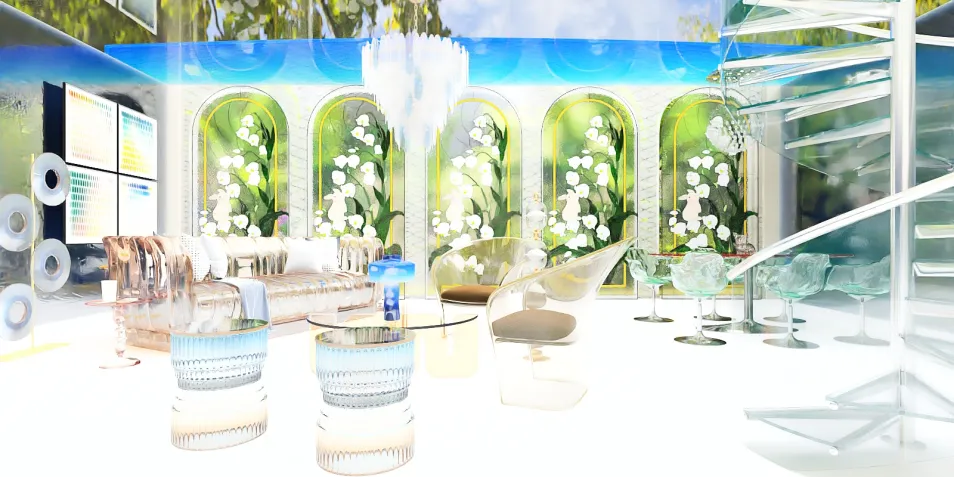 living room showcasing elegant furniture arrangement with a modern aesthetic using Homestyler's real-time 3D rendering feature to visualize interior decor.