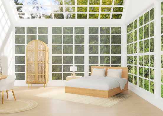 Greenery Wooden Bedroom Design Rendering