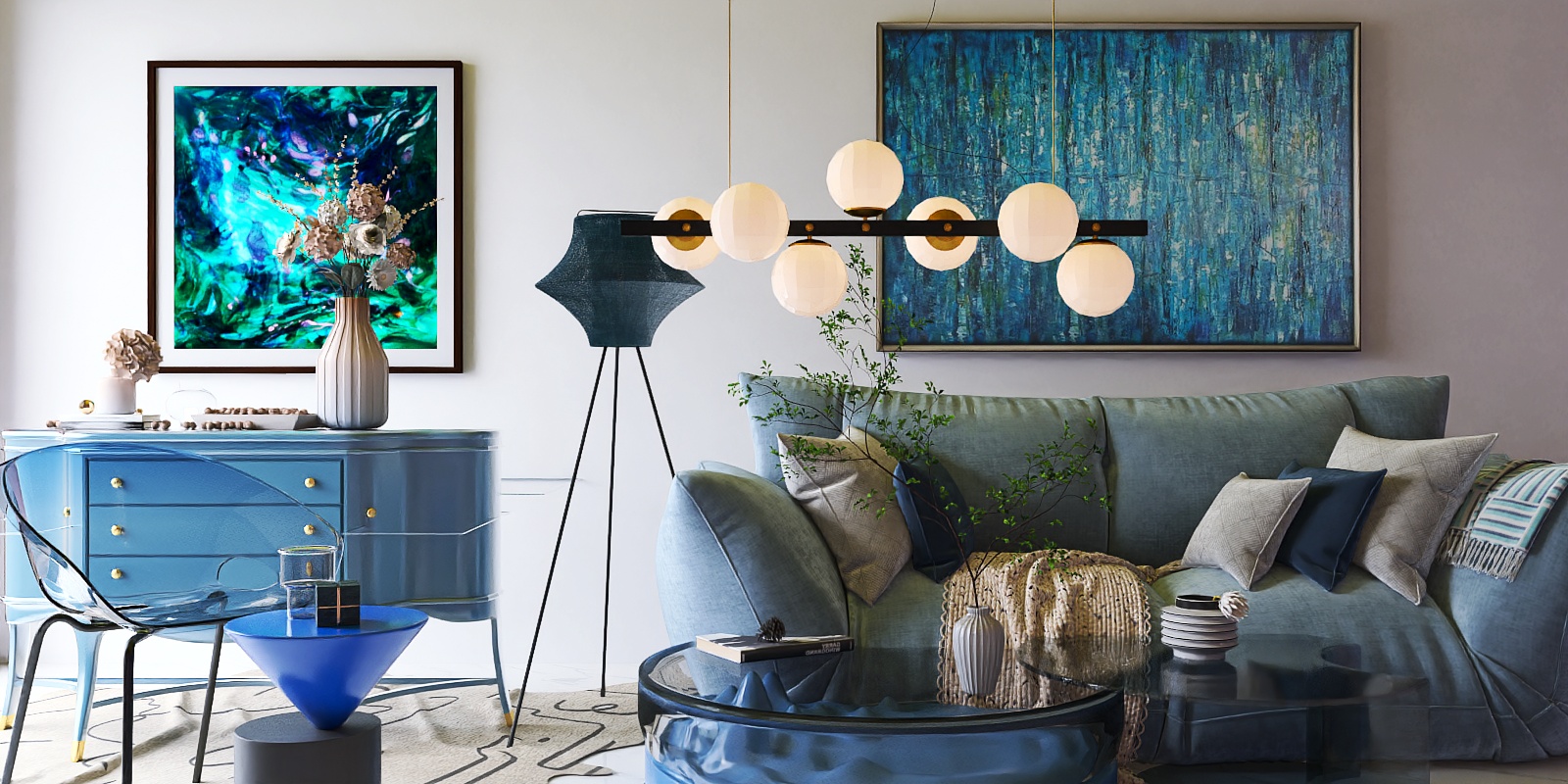 Soft blue living room idea 💡