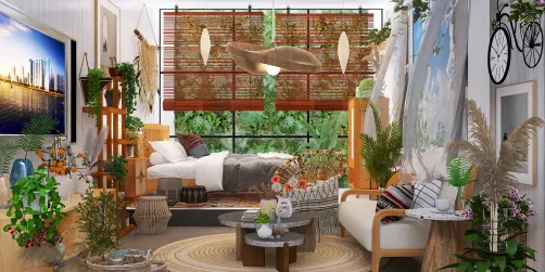 Boho Bedroom - Green Wall