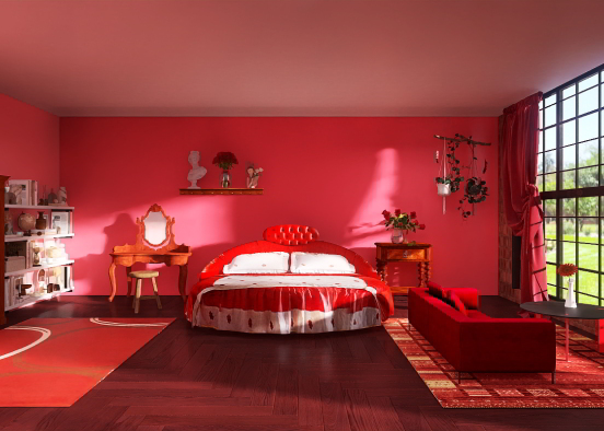 red bedroom  Design Rendering