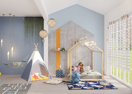 quarto infantil azulado Design Rendering