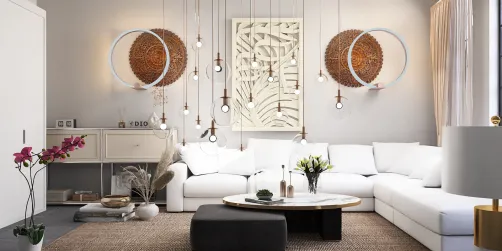 White Modern Living room idea 💡