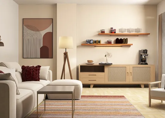 # living room with Coffee corner 🤎🤍 Renderização de Design