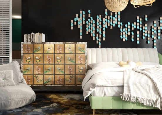 mooie rustieke kleurrijke style slaapkamer  Design Rendering