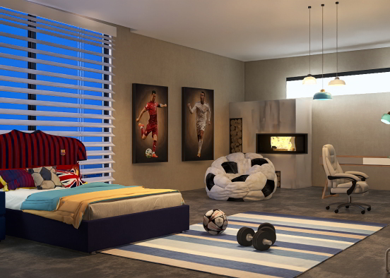 Football bedroom Design Rendering