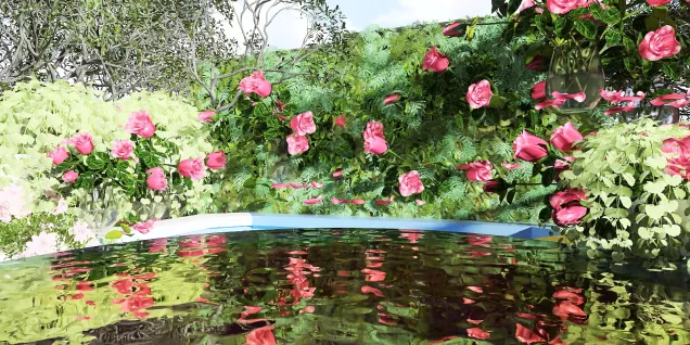 Flowers in a pool