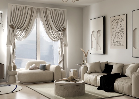 cream living room Design Rendering