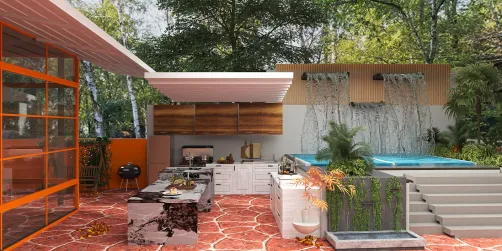 Orange themed Luxury backyard 