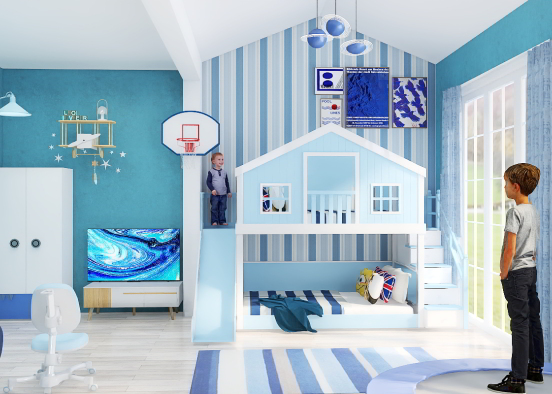 2 children bedroom Design Rendering