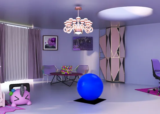 Purple bedroom Design Rendering