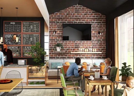 French Vintage Café Design Rendering