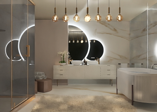 Modern luxury bathroom Design Rendering