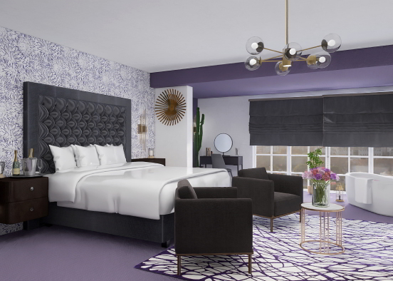 Purple Bedroom. Design Rendering