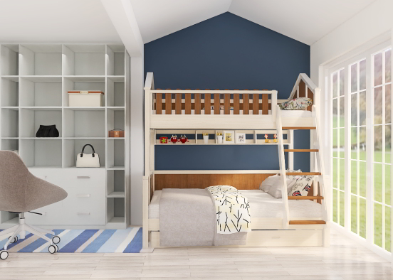 A twin bed room that is fun and function-able  Design Rendering