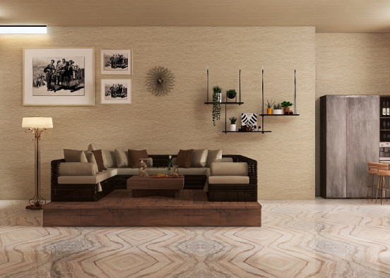 Chocolate living room  Design Rendering