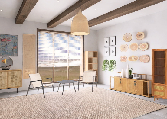 Room with rattan furniture. Design Rendering