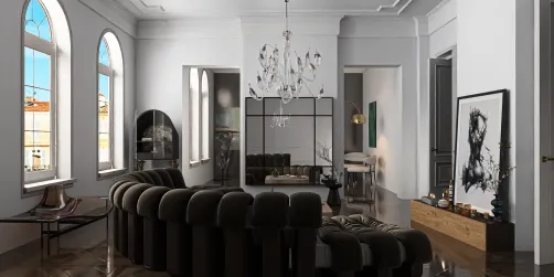 curved sofa arrangement optimizing space in a modern living room style showcasing a cozy atmosphere with Homestyler's real-time 3D rendering feature