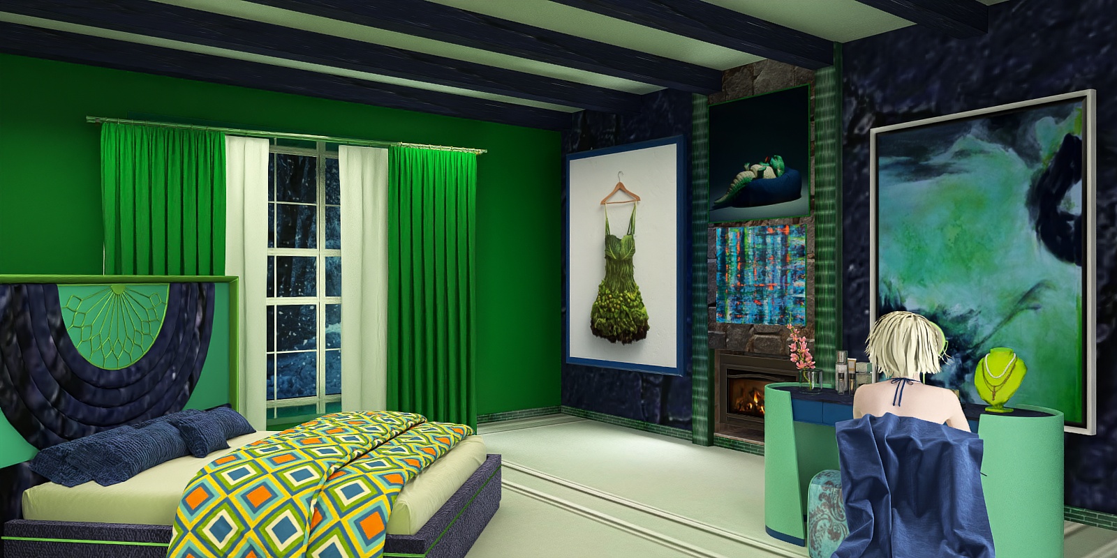 Not warm to navy matching
green is hopeless🙆🙂↕