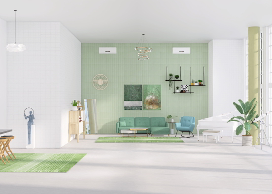 Living room (Green)  Design Rendering