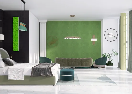 Modern Green bedroom interior design  Design Rendering