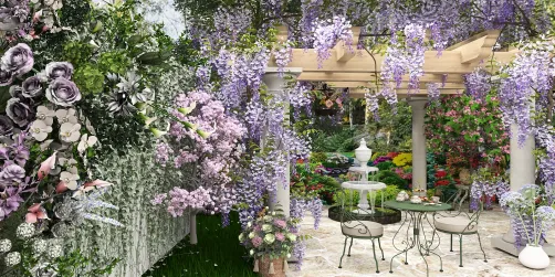 Tea Party in Wisteria Cottage Garden