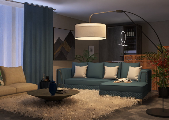 Living room for blue days Design Rendering