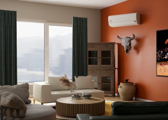 This is living room with cool enjoyment life Design Rendering