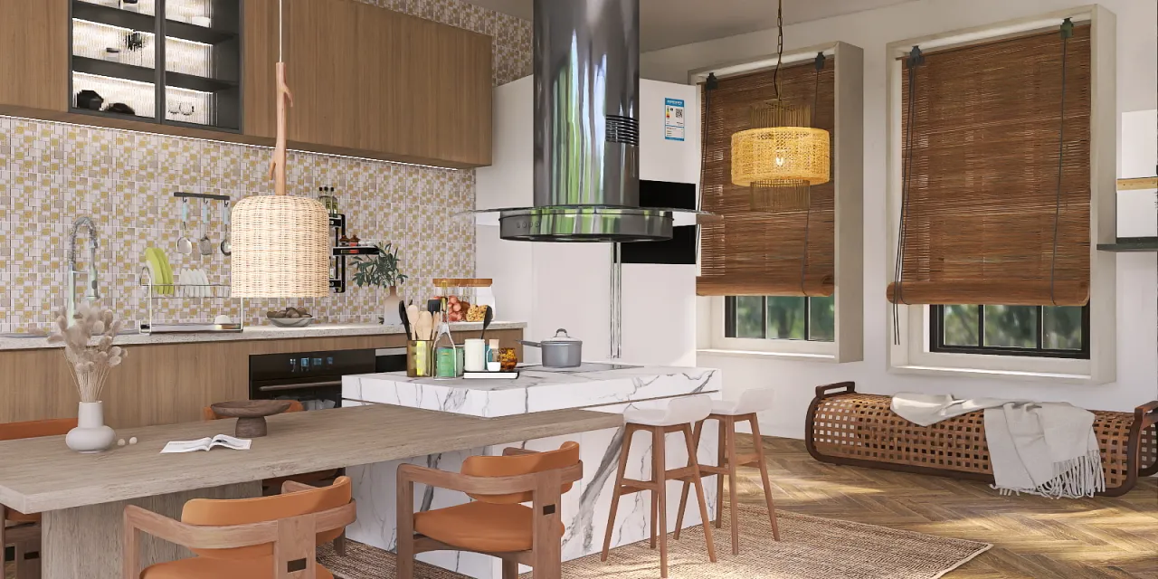 a kitchen with a table and chairs and a window 