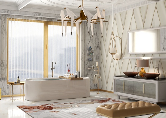 lovely gold themed bath  Design Rendering