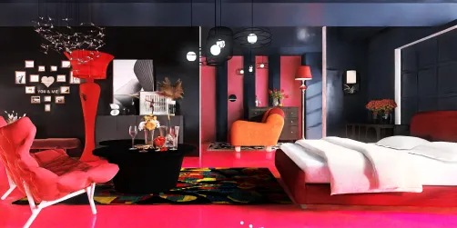 Black and red bedroom