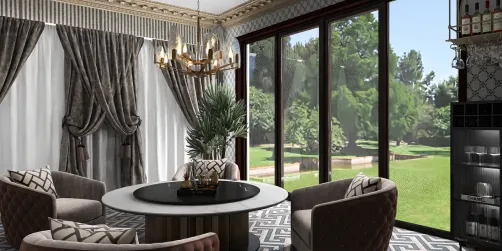 Wine room🍷 with a garden view 