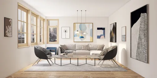Blue and Grey Living Room