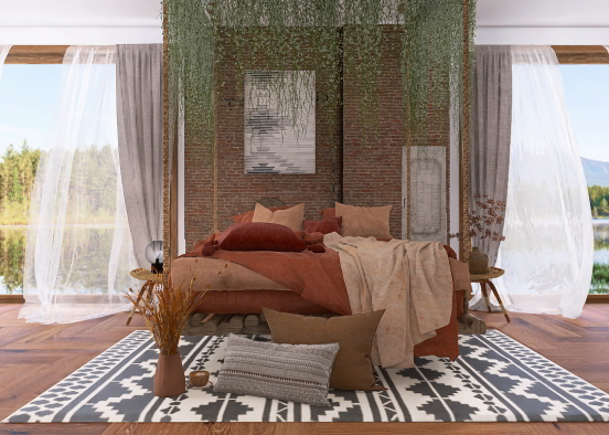 Earthy Tones bedroom Design Rendering