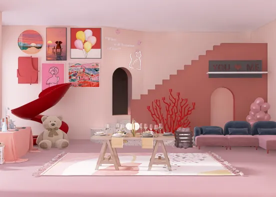 pink~valentine room Design Rendering
