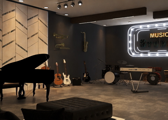 Music Studio with Alphabetical letters Design Rendering
