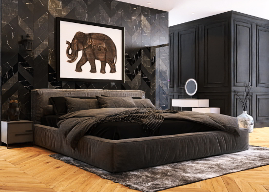 Black Bedroom Design Rendering