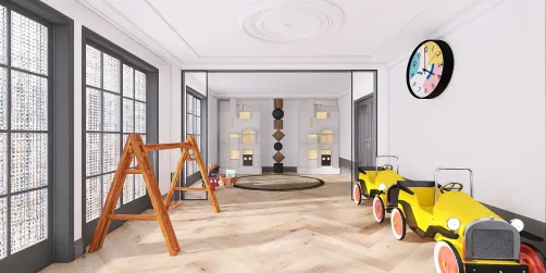 here is a kids room with play houses