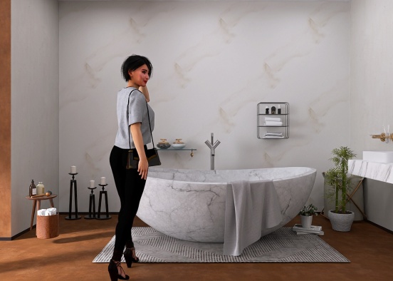 modern marble bathroom  Design Rendering
