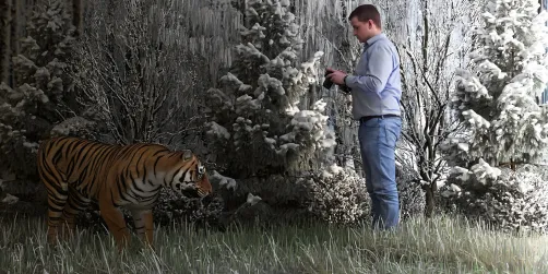 Fearless man meets ferocious tiger