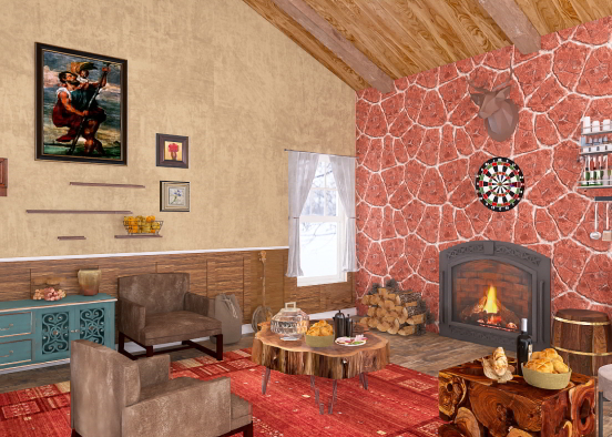 A chalet with vibrant colors and lots of boss good Design Rendering